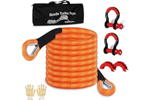 LONGZHUO Sangle de Remorquage Voiture, 6M/22000 LBS (10t) Corde de Remorquage Auto avec 2 Manille et et Sac Rangement, Elingue de Treuil d'urgence pour Camion, SUV, ATV, Camping-Car