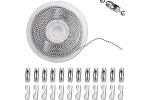 MIPIACE 10 Meter Kugelkette Edelstahl Perlen Rollenkette Silber Kugelkette Edelstahl mit 50 Passenden Anschlüssen Kugelketten 2.4 mm Durchmesser für DIY Schmuckherstellung Tags Kette Schlüsselanhänger