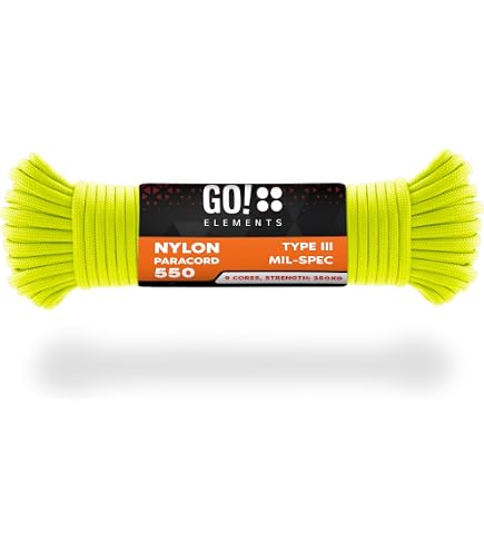 GO!Elements 550 Paracord – 4mm Type III, Scheurvast Nylon, 100m Rol, Max. 250kg Treksterkte, Voor Outdoor En Knutselen