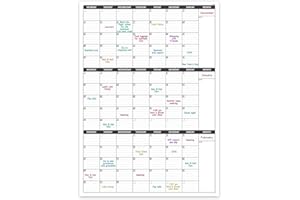 Colorage Large Wall Calendar Undated - Three Monthly Dry Erase Reusable Planner, Giant Laminated Poster, Goal & Task Organizer for Your Home,School Includes 4 Sticker Dots, 101 cm X 73 (GRLHBWRQKCGL)