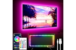 GIPOYENT TV Light Strip, Music Sync LED TV Backlight, for 32-60 Inch TV, LED TV Light with Bluetooth Function - RGB Color Changing Light Strip for Home Theater (9.8ft)