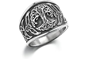 GTHIC – bagues Viking en acier inoxydable pour hommes, arbre de vie, corbeau nordique, nœud celtique, bague amulette Vintage, bijoux cadeau