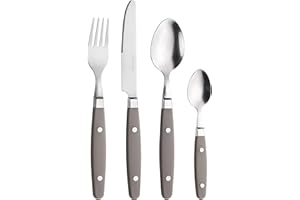 PINTINOX Prima Collection, Set da 24 Posate Serie Country in Acciaio Inox Nichel Free, con Manico Colore: Grigio Scuro, con Scatola Regalo