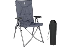 EVER ADVANCED Sedie da campeggio di lusso per adulti schienale alto caricabile da 150 kg in alluminio acciaio resistente sedia da giardino pieghevole oversize comoda imbottita da 6 cm