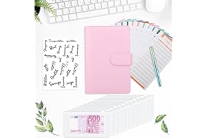 Amyzavls Planer budżetowy, format A6, organizer na gotówkę, oszczędność pieniędzy, z 12 kieszeniami do segregatora, segregator do planowania finansów, teczka do oszczędzania pieniędzy, różowy