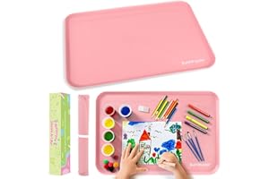 BuntWunder Silikonmatte Groß, Bastelunterlage mit Erhöhten Kanten, 61 x 41 cm Malunterlage für Kinder, Silikonmatte zum Basteln, Mehrzweck-Tischmatte, Platzset, Haustier Fütterung Matte (Rosa)