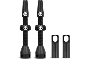 Thinvik Válvula Presta Tubeless 48mm - Kit de válvulas ultraligeras para neumáticos Tubeless - 2 válvulas Presta Tubeless con tapón de aleación de Aluminio y Herramienta extraenúcleos (Negra)