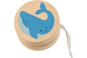 MISTER CURIOSITIES Yoyo en Bois à l'ancienne avec animal au choix Baleine Bleue, Crocodile Vert, Lion ou Renard, Yo-yo vintage (Baleine)