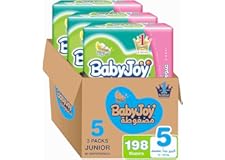 Babyjoy Compressed Diamond Pad, Size 5, Junior, 14-25 Kg, Giant Box, 198 Diapers