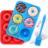 Aoibeely Silicone Donut Mold, 2 Pieces Doughnut Mold, 10 Pieces Pastry Bags, Used to Make for Cakes, Cookies, Bagels, Muffins
