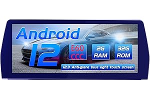 AneQu 12.3 "Auto Stereo Android 12 para BMW Serie 5 E60 2005-2008 CCC System Octa-Core 32GB ROM Car Multimedia Navigation System con pantalla azul antirreflectante Carplay Android Auto