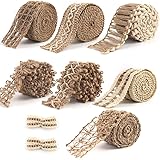 VGOODALL Juteband, 7 Rolle Vintage Natürliche Sackleinen Hessische Band für Handwerk DIY Scrapbooking Hochzeit Hausdeko