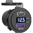 Power Delivery 3.0 USB C Steckdose 12V für iPhone 12/12 Mini/12 Pro, 30W PD & QC 3.0 USB Einbau Buchse Wasserdicht KFZ Ladege