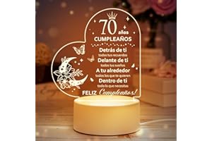 Vetbuosa 70 Cumpleaños Hombre, 70 Cumpleaños Mujer, 70 Cumpleaños Lámpara de noche, Regalos Mujer 70 Años, Regalos Originales de 70 Cumpleaños