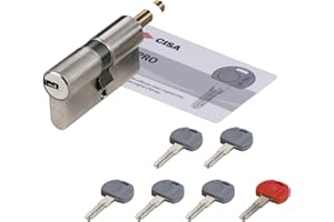 CISA 10E30781012SD, Cilindro Europeo Asix, Ottone nichelato, 35/30 mm, Predisposizione per Pomolo, Gambo Accorciabile, con Chiave di Cantiere