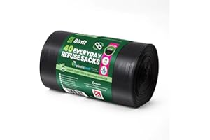 BIN IT 40 Everyday 70L Strong & Secure, Refuse Sacks, Bin Bags, Bin Liners, Flat Top, Recycled, Tear Resistant, 30 μm, Perfect for Everyday Use, Household, Office, Kitchen & Caterers