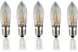 hellum Zapasowe świece do łuku świetlnego LED, 5 sztuk, 8 V, 0,3 W, do świec choinkowych, łańcuchów świetlnych wewnątrz z 30 punktami świetlnymi, żarówki do łuku świetlnego E10/8 V/0,3 W/ 17 lumenów