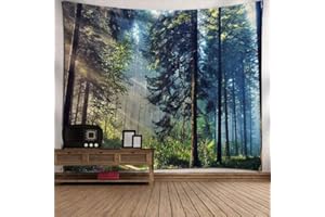 DOLLIN&DOCKIN Tapiz De Pared, Naturaleza Del Paisaje Tapiz Para Colgar En La Pared, Bosque De Pinos Nórdicos Rectangulares De Tela Para Impresión De Art Decó Salón Dormitorio