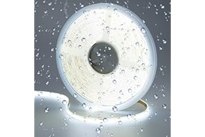 GOMING 24V 10M Tira LED COB Blanco Frio 6000K IP65 Impermeable CRI 93+ Brillo Alto 6800lm Luminiscencia Lineal Alta Densidad 384LED/M Luces LED para Gabinete Sala Estar Dormitorio y Más(Sólo Tira)