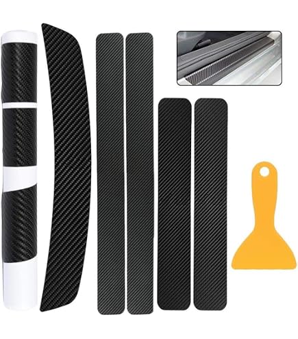 XZEIT 4 Strisce di Protezioni per battitacco in Fibra Carbonio per Auto, per Suzuki Grand Vitara Sx4 Swift Alto Jimny Accessori soglia Auto AntiGraffio AntiGraffio,A