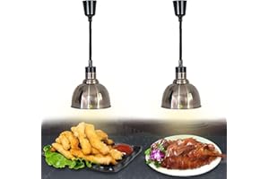 BOVDC Wärmelampe Küche, 25cm Lebensmittel Wärmelampe für Küche, Einstellbar Hängende Wärmelampen für Speisen Küche, Buffets und Hotels(A, 2 Stück)