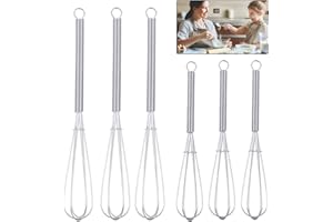 Opopark 6 Stück Profi Plus Schneebesen Set Klein Rührbesen Ballonschneebesen Mini Quirl Edelstahl Kugelschneebesen für Mischen Schlagen Aufschäumen Rühren,13cm und 18cm