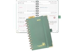 ‎POPRUN POPRUN Taschenkalender 2025 Klein Ringbuch mit Hardcover, ca. A6 (16 x 10,5 cm) - Kalender 2025 Klein (Jan.2025-Dez.2025) - Wochenplaner mit Vergoldete Schutzecken - Mitternachtsgrün