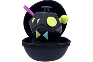 PILPOC Fidget Cube a 12 Lati (Nero e Mix) – Cubo Antistress Adulti e Bambini in Versione Deluxe – Fidget Box con Custodia Protettiva Premium – Stress Toy Ideale per Ansia, ADHD, OCD e Autismo