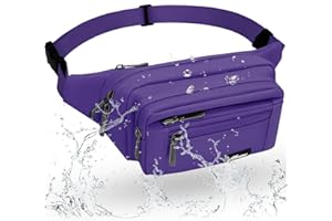 REETEE Waterproof bumbags for Ladies Men Fashion Bum Bag with Adjustable Belt and 5 Zipper Pockets Large Capacity Fanny Pack Waist Bag for Outdoors, Sport, Hiking, Travel (A-Purple)
