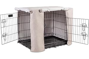Bunty Dog Crate Cover - Premium Build Crate Training Aid - Durable, Windproof, Anxiety Relief Dog Kennel/Cage Cover, 2*Roll Up Sides, Made in UK - Medium (30 Inch), Oatmeal