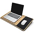 ergomi Portable Lapdesk with Soft Cushion, Wrist Support, Dual-Sides Usage, Laptop Bed Tray Great for Reading, Writing, Notebook Using, Work from Home, Laptop Tray Fit up to 16" Laptop, Wooden.
