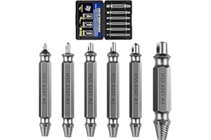 Nuovoware Extracteur de vis endommagées, 6 PCS Extraction facile des vis, écrous, boulons et mèches, Kit extracteur de vis HSS 4341, idéal pour le bricolage et les réparations à domicile, Gris foncé