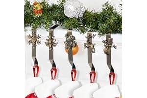 5PCS Christmas Stocking Holders Coikes Weihnachtsstrumpf Halter Kamin 5er Metall Weihnachtsstrumpf Haken Set Weihnachtsstrümpfe Aufhänger für Weihnachten Kaminsocken Weihnachtsdeko