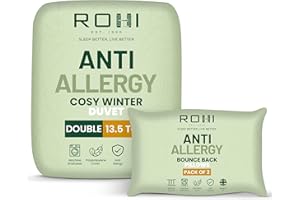 Rohi Anti-Allergy Double Duvet 13.5 Tog with 2 Deluxe Pillows – Luxurious Warm Winter Duvet – Soft & Breathable Corvin Quilt