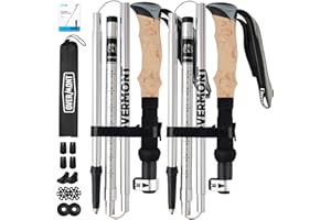 ‎OVERMONT Overmont Wanderstöcke Faltbar Aluminium Ultraleicht - Verstellbar 105-125 cm Trekkingstöcke - Nordic Walking Stöcke 1 Paar mit All-Terrain Zubehör