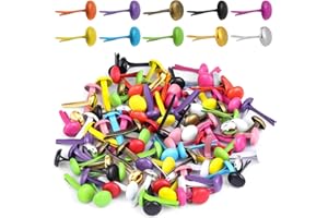 APAUSVCM 100Pcs Paper Fasteners & Multicolor Split Pins, Mini Brad Paper Fasteners Brass Round Fastener for Papers Craft, DIY Stamping, Scrapbooking, Office & Household Supplies (0.3 * 0.63inch)