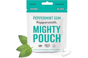 Peppersmith - British Peppermint Gum - Vegan Friendly - 100% Plant Based Xylitol - Natural Flavours - Freshens Breath - Sugar Free Gum - Benefits Oral Health - Mighty Box - 33 Pieces