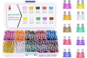 ENISINA Fusibles de Voiture, Moyenne Fusible Voiture 100pcs Set Spécifications 3A 5A 7.5A 10A 15A 20A 25A 30A 35A 40A pour Voiture/RV/Camion/Moto