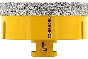 HIGHDRIL Diamond Core Drill Bit - 4"(100mm) with M14 Thread Dry drilling for Porcelain Tile Ceramic Granite Marble Stone Masonry Brick for Angle Grinders
