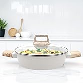 SOLARA Belmont Ceramic Non Stick Kadai With Lid for Cooking, 2.2 Litre/24Cm Non Stick Kadhai, Cast Aluminium Body casserole, 