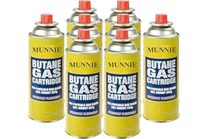 Munnie Butane Gas Canisters | Portable Gas Canister for Outdoor Cooking Stove, Blowtorch, Barbecue, Weed Burner | Gas Canister Cartridge for Camping | Gas Cylinder for Outdoor Activities (8 Pack)