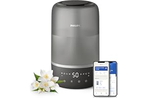 ‎PHILIPS Philips Smart Humidifier - kompakt und dennoch leistungsstark mit himmelhohem Nebel, Aromatherapie, leise mit Schlaffunktion und Nachtlicht, für (Schlaf-) Räume bis zu 41m² (HU1510/03)