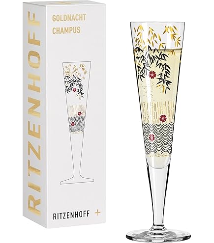 RITZENHOFF 1078246 Champagnerglas 200 ml – Serie Goldnacht Nr. 3 – Edles Designerstück mit Echt