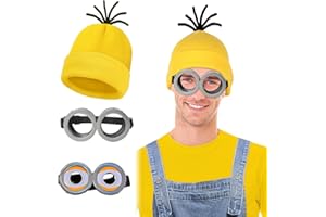 GmwyCzV 3 sztuki akcesoriów do przebrania minionka, żółte, na Halloween, dla dorosłych dzieci, z czapką minionką, żółtym goglem, rękawiczkami, akcesoria do cosplay, na Boże Narodzenie, imprezę