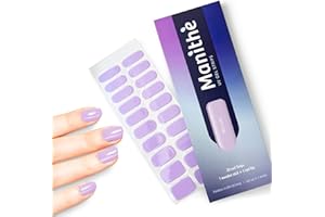 Manithè - Smalto Adesivo Gel UV - Pellicola per Unghie Autoadesiva - Manicure Semipermanente - Nail Wraps Gel UV - Kit 20 PCS - Colore Lilla (True Lilac)