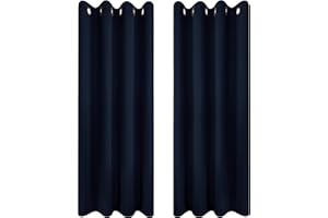 Utopia Bedding Opacas Cortinas Salon Modernas 2 Piezas 140x175 cm, Azul Marino - Cortinas Térmicas Aislantes Frío Calor y para Dormitorio, Salón y Cocina con Ojales