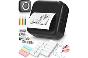 Zounin Stampante termica mobile senza fili,mini stampante portatile,stampante Bluetooth multifunzione con 13 rotoli di carta a 5 colori per appunti,piccoli disegni,stampa di elenchi