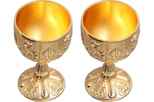 JOPWKUIN Verres à vin en or, 30 ml Coupe calice avec des motifs 3D exquis Petite tasse à liqueur créative rétro Style Européen Or Tasses en métal avec 2PCS pour Voyager Randonnée Camping(Or citrouille)