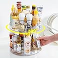 Organizer Girevole LUZOON Lazy Susan 2 Livelli - Portaspezie, 27cm, Trasparente - Per Cucina
