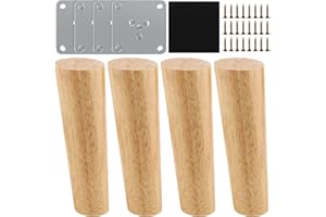 SITAYAKUMA Patas para Muebles de Madera, 4 Piezas Cónicas para Sofá, Mesa, Cama, Armario, Sillón - 15cm Cilindro Con Placas de Montaje y Tornillos